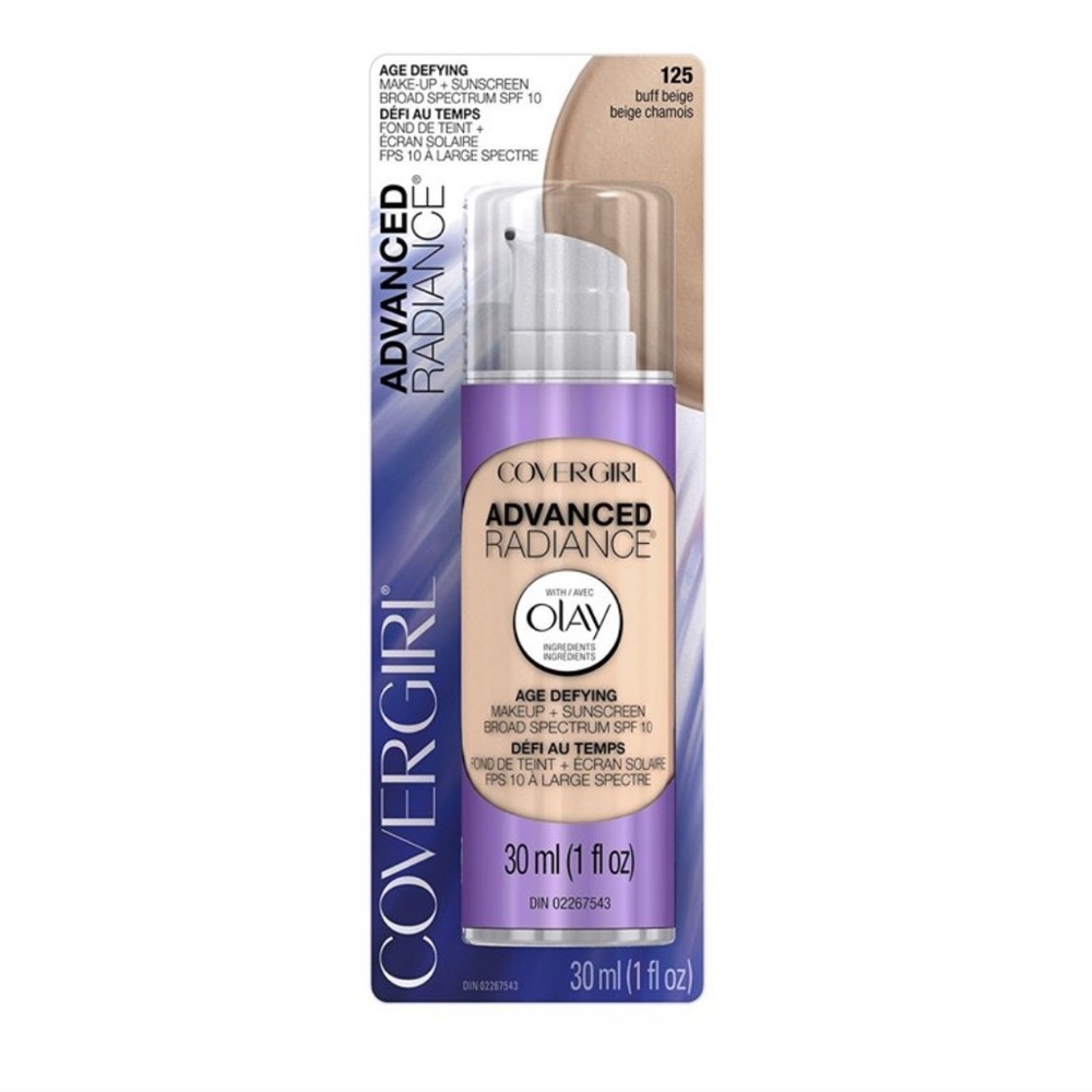 🛍COVERGIRL ADVANCED RADIANCE/OLAY SKIN CARE/ FOUNDATION-125 BUFF BEIGE 🛍